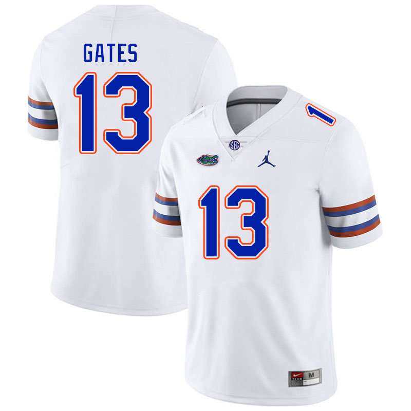 Men #13 Aaron Gates Florida Gators College Football Jerseys Stitched-White - Click Image to Close